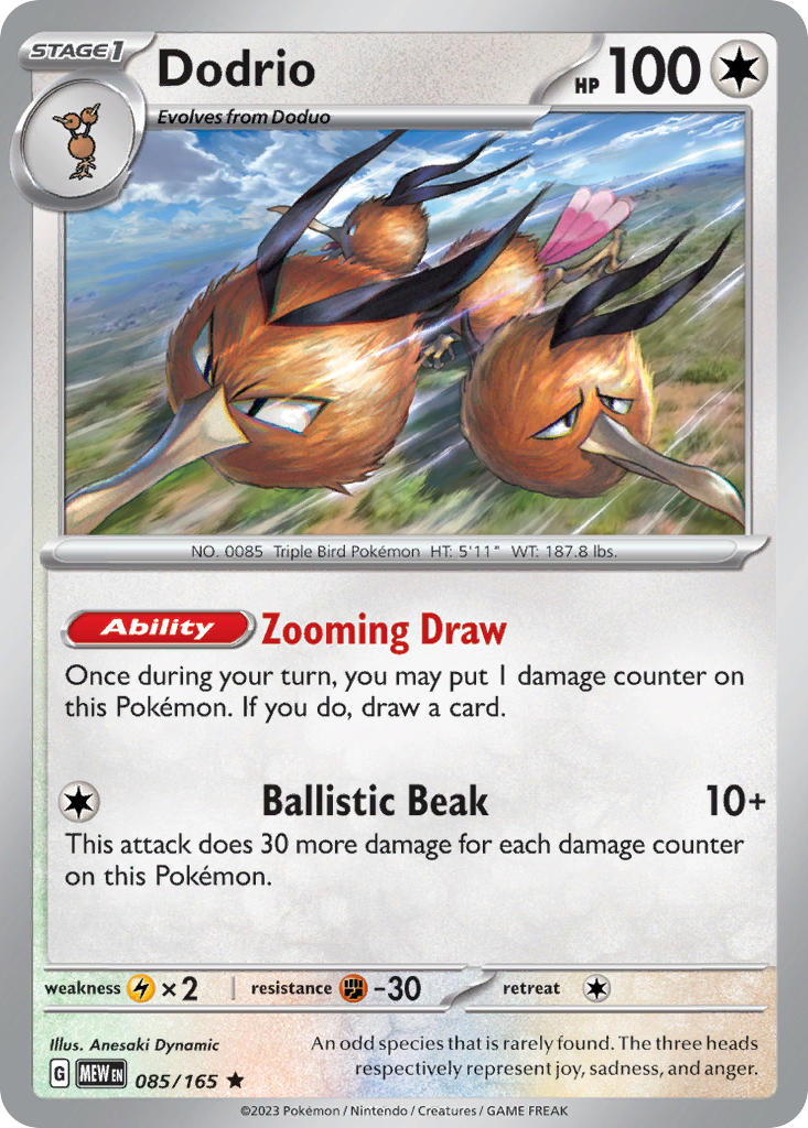 151 Set Holo Dodrio #85/165